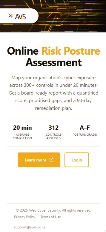 AVeS Online Risk Posture Assessment platform on a phone